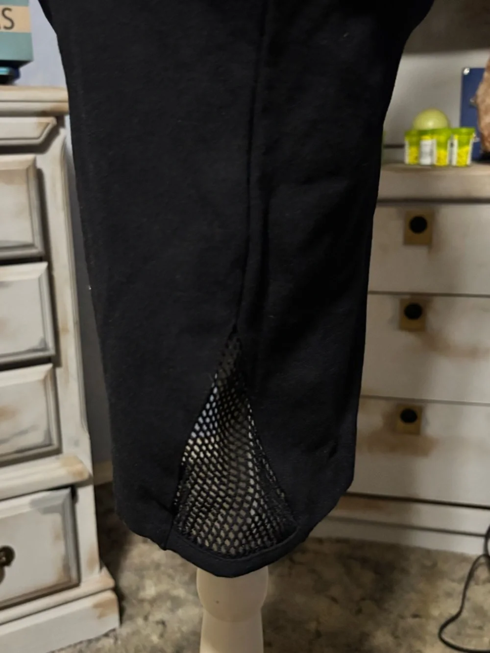 Guess Black Mesh Studded Bodycon Dress XS Sleeveless Sheer Panel - Picture 9 of 12